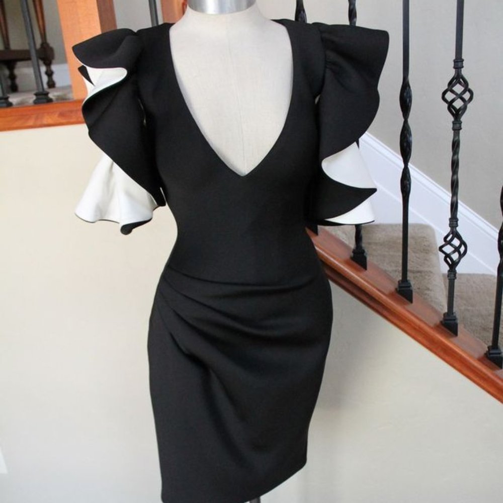 MISS OHIO USA: JOVANI Scuba Cocktail Dress with Flared Sleeves